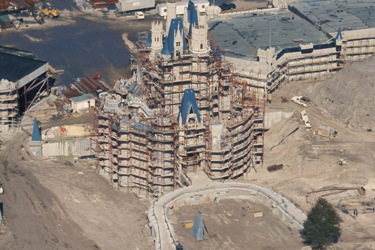 Cinderella Castle under construction at Magic Kingdom Park in 1971 